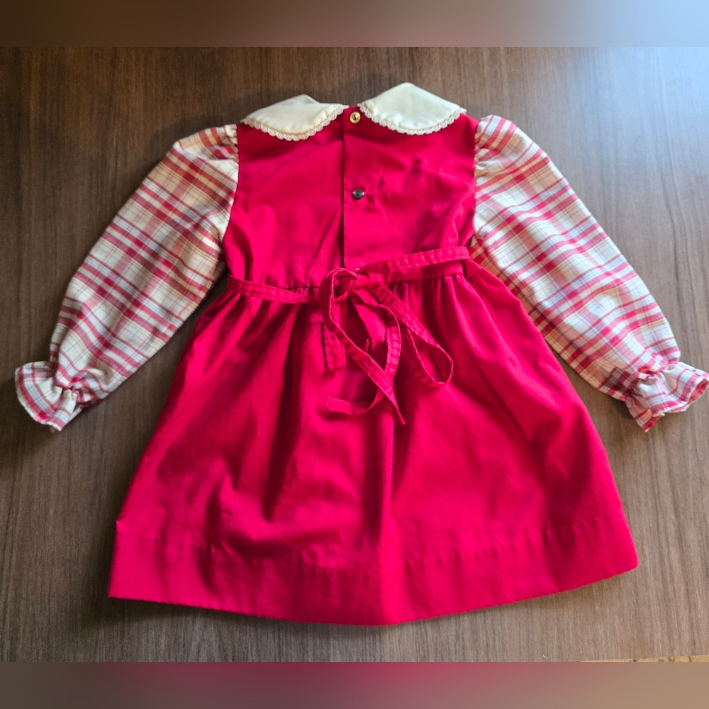 Vintage Poly Flinders Adorable Red Plaid Girls 3T  Casual Dress Christmas Clean - Picture 6 of 8
